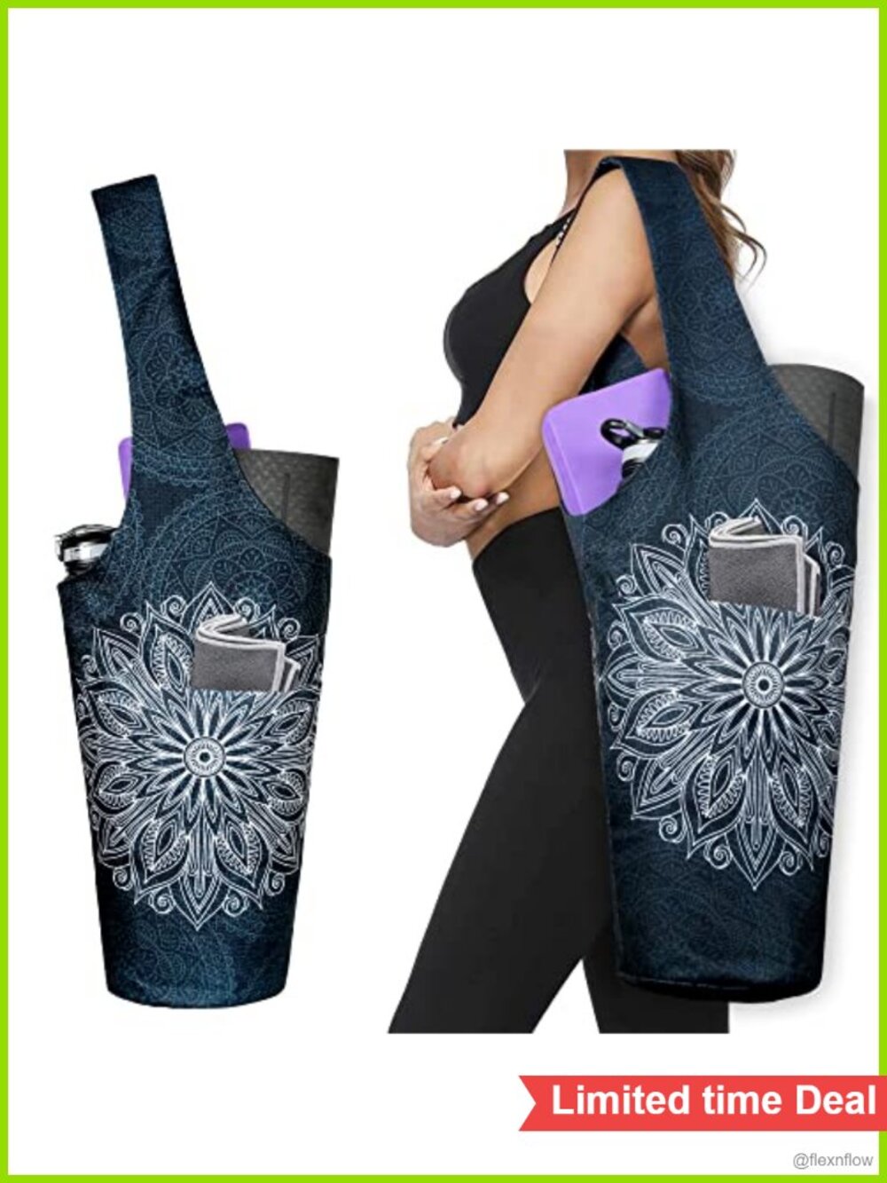 Yoga Mat Bag Long Tote Polyester Linen Shoulder Carrier Fits Most Mats